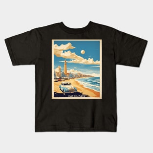 Beaches of Mar del Plata Argentina Vintage Tourism Poster Kids T-Shirt